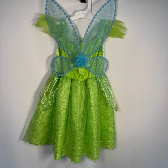 ❤️3/$30 Disney Tinker Bell Green Fairy Costume Dress with Wings - Child XS(4/5) - Picture 5 of 10